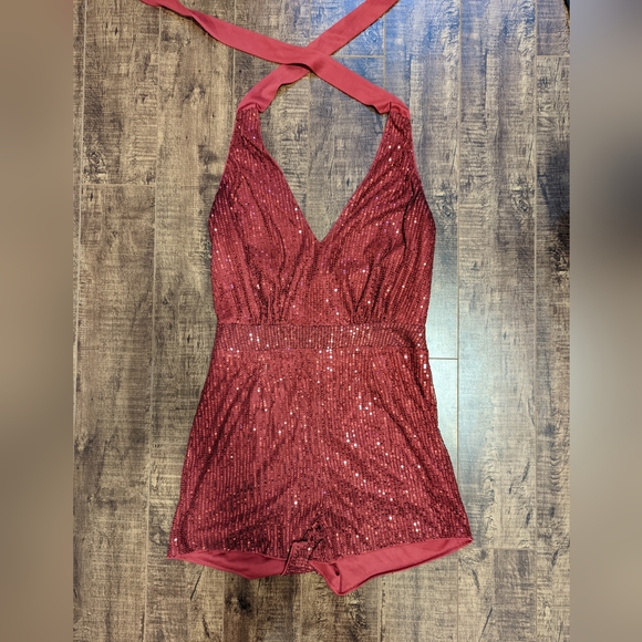 Red Sequin Romper - Picture 3 of 4